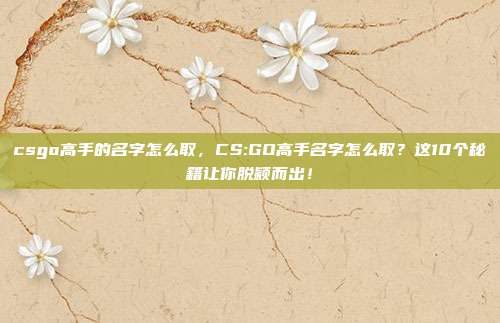 csgo高手的名字怎么取，CS:GO高手名字怎么取？这10个秘籍让你脱颖而出！