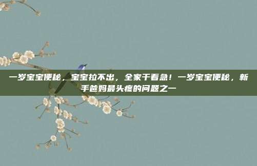 一岁宝宝便秘，宝宝拉不出，全家干着急！一岁宝宝便秘，新手爸妈最头疼的问题之一