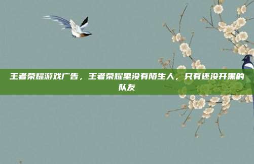 王者荣耀游戏广告，王者荣耀里没有陌生人，只有还没开黑的队友