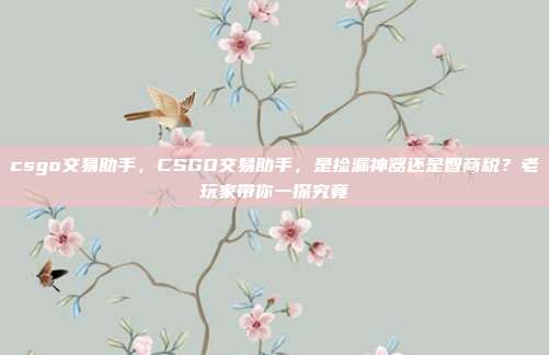 csgo交易助手，CSGO交易助手，是捡漏神器还是智商税？老玩家带你一探究竟