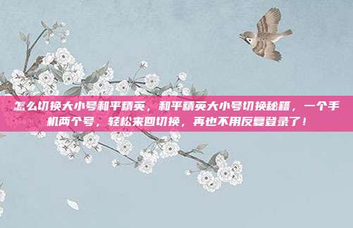 怎么切换大小号和平精英，和平精英大小号切换秘籍，一个手机两个号，轻松来回切换，再也不用反复登录了！