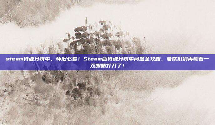 steam侍魂分辨率，怀旧必看！Steam版侍魂分辨率问题全攻略，老铁们别再糊着一双眼睛打刀了！