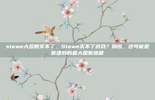 steam大多数买不了，Steam买不了游戏？别慌，这可能是你遇到的最大国服难题