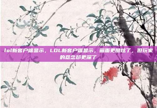 lol新客户端显示，LOL新客户端显示，画面更酷炫了，但玩家的怨念却更深了