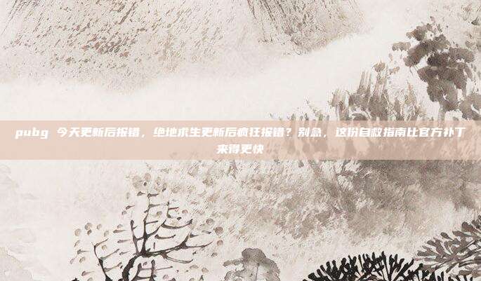 pubg 今天更新后报错,绝地求生更新后疯狂报错?别急,这份自救指南比官方补丁来得更快
