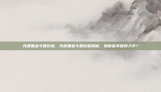 光遇黑金斗篷价格,光遇黑金斗篷价格揭秘,到底值不值得入手?
