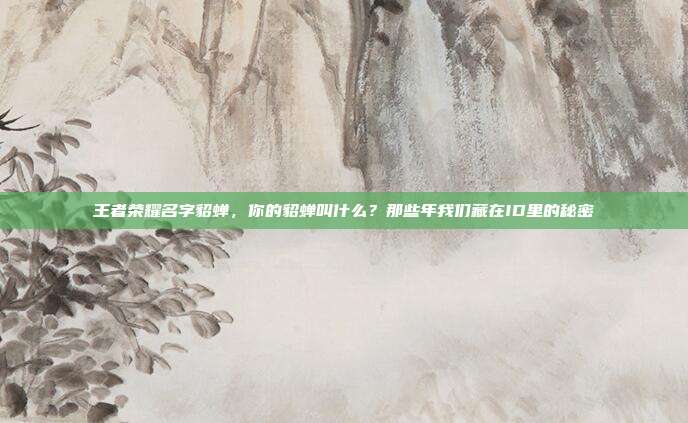王者荣耀名字貂蝉,你的貂蝉叫什么?那些年我们藏在ID里的秘密