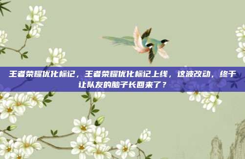 王者荣耀优化标记,王者荣耀优化标记上线,这波改动,终于让队友的脑子长回来了?