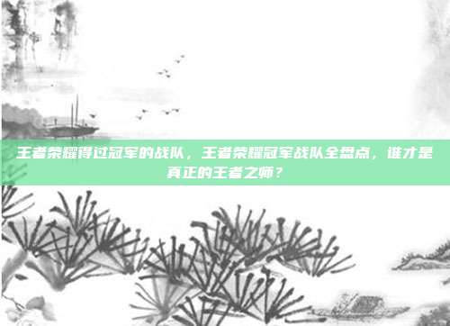 王者荣耀得过冠军的战队,王者荣耀冠军战队全盘点,谁才是真正的王者之师?