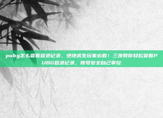 pubg怎么查看登录记录，绝地求生玩家必看！三步教你轻松查看PUBG登录记录，账号安全自己掌控