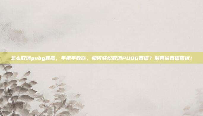 怎么取消pubg直播,手把手教你,如何轻松取消PUBG直播?别再被直播困扰!