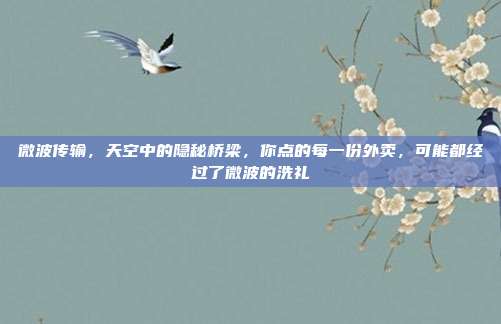 微波传输，天空中的隐秘桥梁，你点的每一份外卖，可能都经过了微波的洗礼