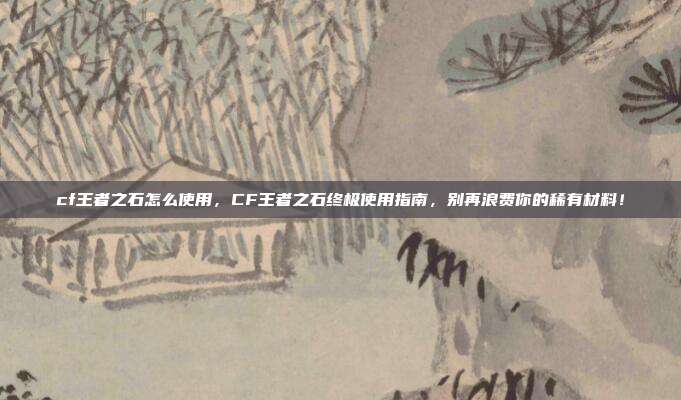 cf王者之石怎么使用，CF王者之石终极使用指南，别再浪费你的稀有材料！