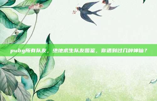 pubg所有队友，绝地求生队友图鉴，你遇到过几种神仙？