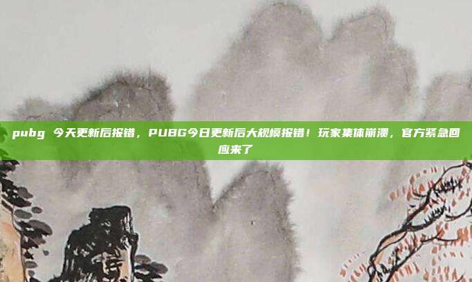 pubg 今天更新后报错,PUBG今日更新后大规模报错!玩家集体崩溃,官方紧急回应来了