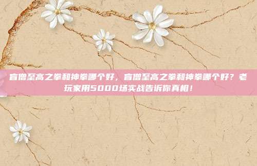 盲僧至高之拳和神拳哪个好,盲僧至高之拳和神拳哪个好?老玩家用5000场实战告诉你真相!