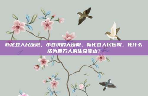 新化县人民医院,小县城的大医院,新化县人民医院,凭什么成为百万人的生命靠山?