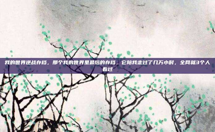 我的世界逆战存档，那个我的世界里最后的存档，它陪我走过了几万小时，全网就3个人看过