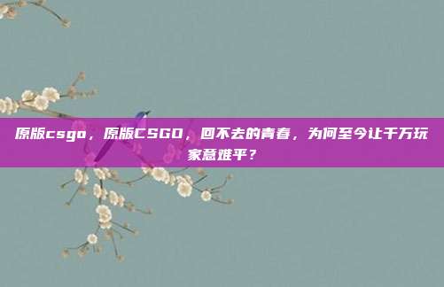 原版csgo,原版CSGO,回不去的青春,为何至今让千万玩家意难平?