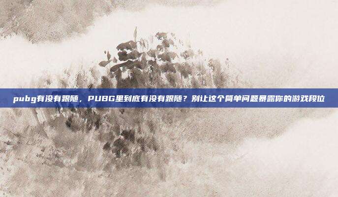 pubg有没有跟随,PUBG里到底有没有跟随?别让这个简单问题暴露你的游戏段位