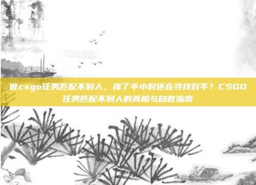 做csgo任务匹配不到人,排了半小时还在寻找对手?CSGO任务匹配不到人的真相与自救指南
