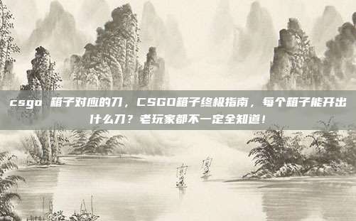 csgo 箱子对应的刀,CSGO箱子终极指南,每个箱子能开出什么刀?老玩家都不一定全知道!