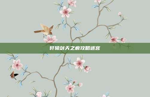 轩辕剑天之痕攻略迷宫
