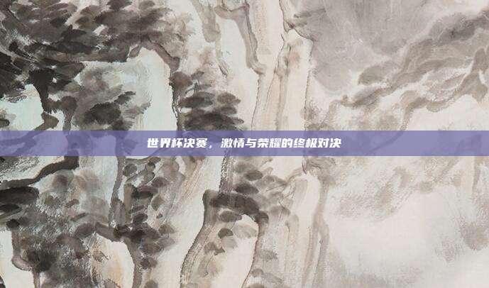 世界杯决赛,激情与荣耀的终极对决