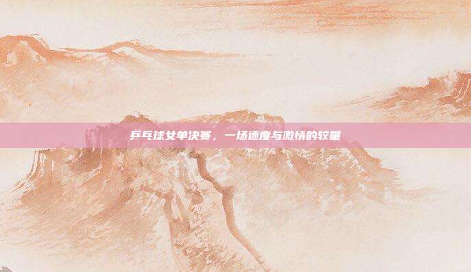 乒乓球女单决赛,一场速度与激情的较量