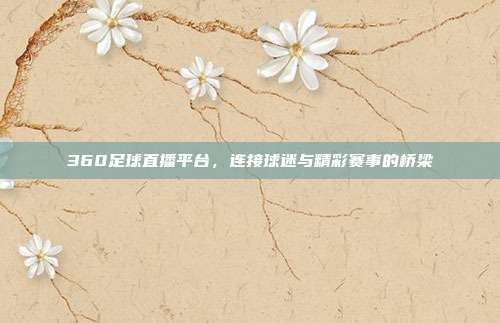 360足球直播平台,连接球迷与精彩赛事的桥梁