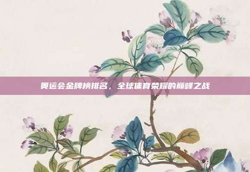 奥运会金牌榜排名,全球体育荣耀的巅峰之战