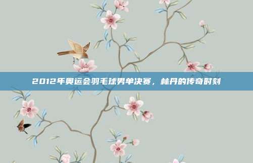 2012年奥运会羽毛球男单决赛,林丹的传奇时刻