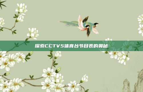 探索CCTV5体育台节目表的奥秘