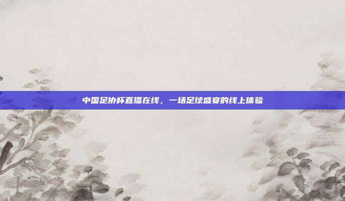 中国足协杯直播在线，一场足球盛宴的线上体验