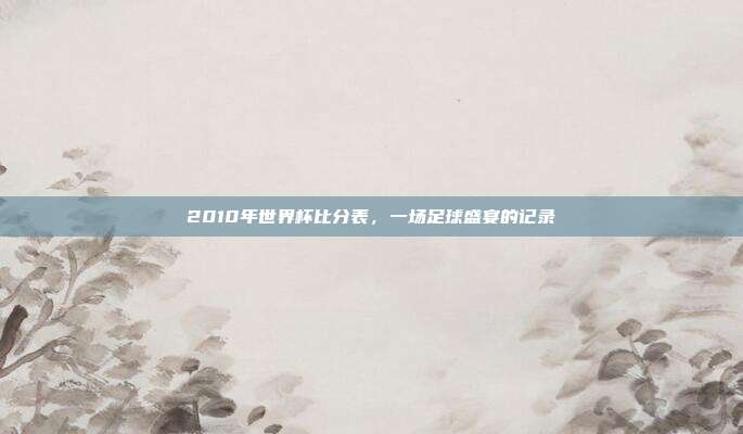 2010年世界杯比分表,一场足球盛宴的记录