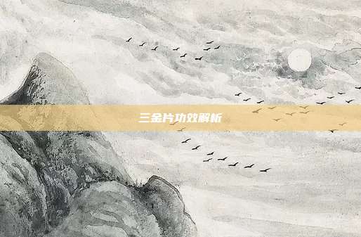三金片功效解析