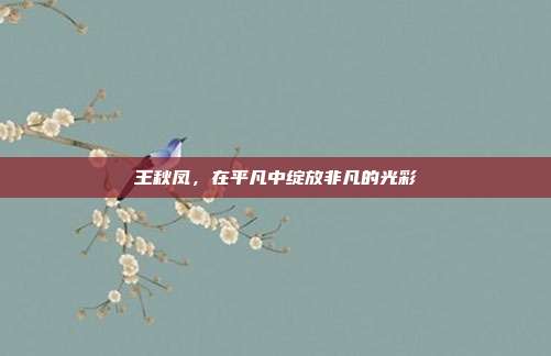 王秋凤，在平凡中绽放非凡的光彩