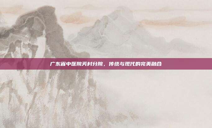 广东省中医院芳村分院,传统与现代的完美融合