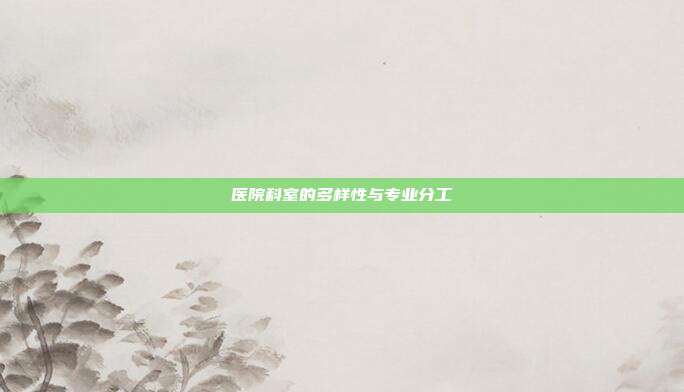 医院科室的多样性与专业分工