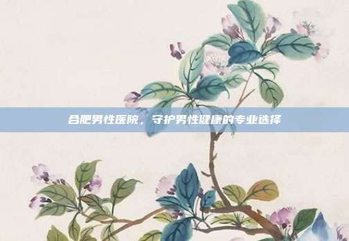 合肥男性医院,守护男性健康的专业选择