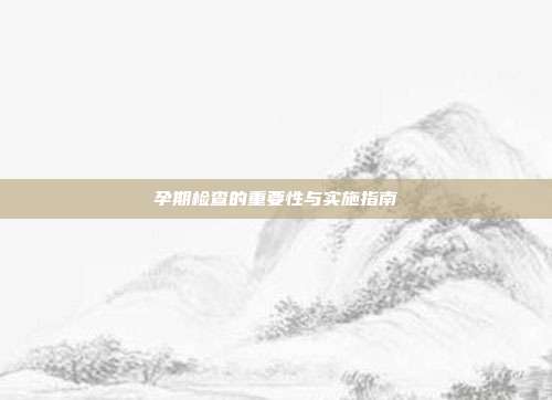 孕期检查的重要性与实施指南