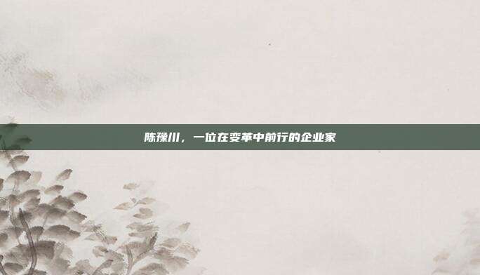 陈豫川,一位在变革中前行的企业家