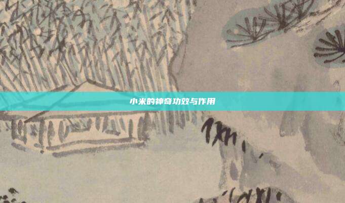 小米的神奇功效与作用