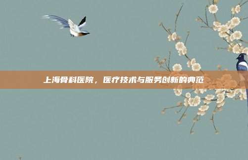 上海骨科医院,医疗技术与服务创新的典范