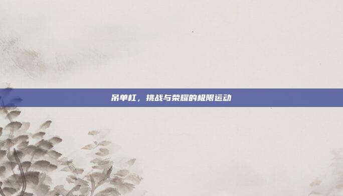 吊单杠,挑战与荣耀的极限运动