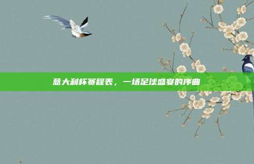 意大利杯赛程表，一场足球盛宴的序曲