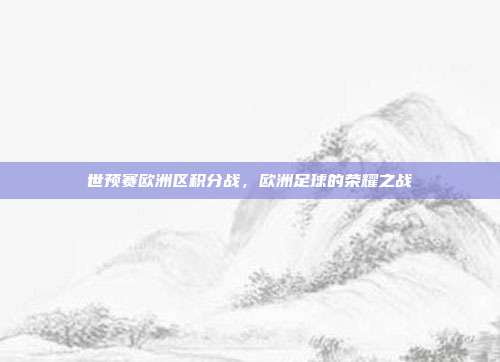 世预赛欧洲区积分战,欧洲足球的荣耀之战