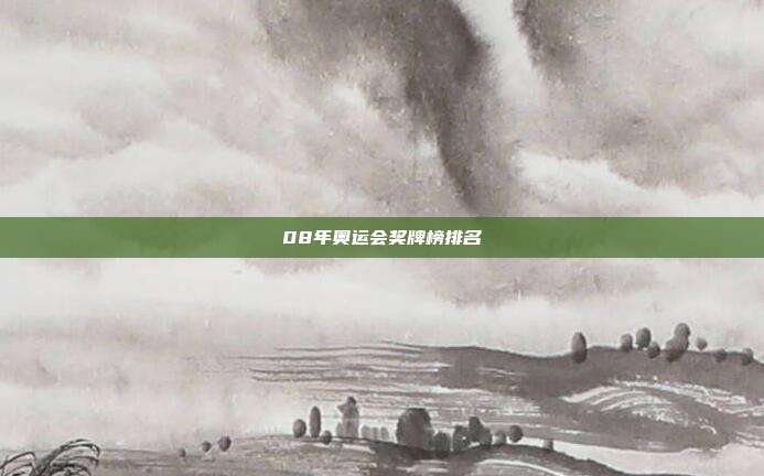 08年奥运会奖牌榜排名