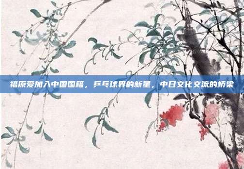 福原爱加入中国国籍，乒乓球界的新星，中日文化交流的桥梁
