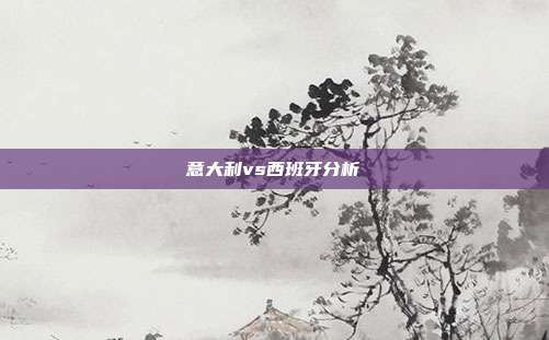 意大利vs西班牙分析